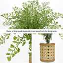 Faux Greenery Stems in Vase Aritificial Fern Plant in Glass Vase with Faux Water & Woven Cover Small Fake Desk Plants Greenery Centerpieces for Farmhouse Kitchen Dinner Tables Shelves Plants Decor