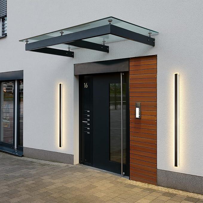 1 Pack 59 Inch Modern Outdoor Wall Light, 3000K Linear Exterior Wall Sconce Ip65 Waterproof Black LED Long Outdoor Wall Mount Lights for House Garage Porch Patio