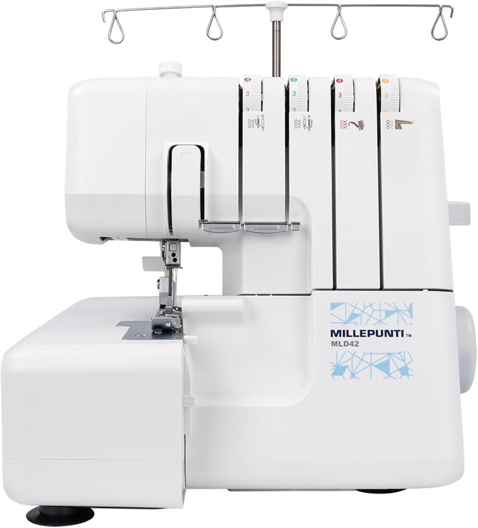 MLD42 Metal Frame Serger Overlock Sewing Machine, 12 Built-In Stitches, 2-3-4 Stitch Capability, 1300 Stitches Per Minute, Serger with Accessory Kit & Adjustable Differential Feed