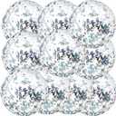 Civaner 10 Pcs Inflatable Glitter Beach Balls 16 Inch Large Sparkly Confetti Pool Balls Clear Blow up Balloon Toys for Wedding Baby Shower Birthday 2026 New Year Party Decoration(Silver,Glitter)