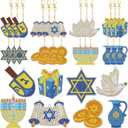 Cinrobiye 24 Pcs Hanukkah Diamond Painting Keychains Kits Chanukkah 5D DIY Art Pendants Double Sided Hanging Ornaments Rhinestone Mosaic Making Set for Hanukkah DIY Party Favors Decor Supplies