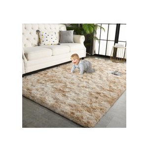 TWINNIS 4x6 Large Shag Area Rugs for Living Room Bedroom, Tie-Dye Beige Indoor Super Soft Fuzzy Plush Rugs, Upgrade Anti-Skid Modern Furry Rugs Fluffy Carpets for Kids Room Nursery Home Decor