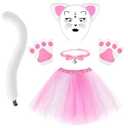 Cat Costume Set Cat Ears Collar Tail Cute Costume Accessories for Adult Women Girls Halloween Cosplay Party
