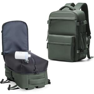 Vacuum Seal Backpack for Clothing Travel with Air Pump Waterproof Laptop Airback Carry On Backpack Personal item Travel Essentials Compression Space Saver Bags Storage with Vacuum System BrownGreen