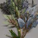 Fake Artificial Flowers Bouquet for Decoration, Silk Floral Arrangements Faux Flowers Plant Wedding Bride Bouquets Tables Centerpieces for Rustic Home Decor Indoor Vase Floral Table Decor (Blue White) (1PCS)