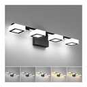 LED Modern Bathroom Light Fixtures, 3-Light Dimmable Vanity Lights with 5 Color Modes, Matte Black Acrylic Bathroom Wall Lighting Fixtures Over Mirror, 2700K- 6500K Adjustable, 25.5 Inch, ETL Listed