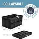 CleverMade Collapsible Storage Bins 46L (3-Pack) Heavy Duty Collapsible Plastic Storage Bins, Stackable Folding Storage Bins for Car, Garage, Home Organization - Foldable Bins, Obsidian