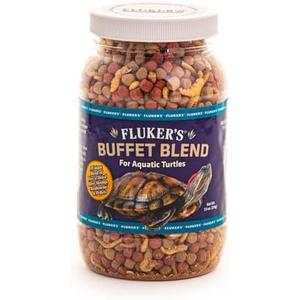Fluker's Buffet Blend Aquatic Formula, Turtle Food with Freeze, Dried Shrimp, Mealworms, and Vitamin Enriched Pellets, 7.5 oz. BB: 04/27