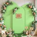Light Sage Green Arch Cover 3 Set - 6.6FT, 7.2FT, 8FT Arch Backdrop Cover Spandex Fitted Wedding Arch Stand Covers for Baby Shower Birthday Party Bridal Shower Banquet Photo Background Decorations