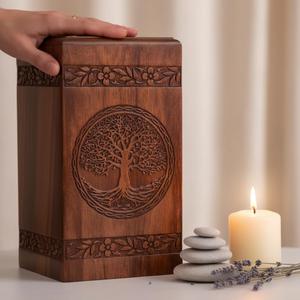 Tamanna Rosewood Urn For Human Ashes - Tree Of Life Wooden Box - Personalized Cremation Urn For Ashes Handcrafted Large Wooden Urn Box (M(9.5X5.5) 180Cu) Tamanna Rosewood Urn For Human Ashes - Tree Of Life Wooden Box - Personalized Cremation Urn For Ashes Handcrafted Large Wooden Urn Box (M(9.5X5.5) 180Cu)