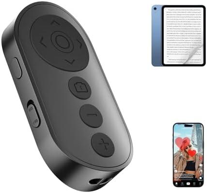 Page Turner for iPad, Wireless Remote Control Short Video Scrolling for Tiktok YouTube, Versatile Phone Camera Shutter for Photo & Video Compatible with iPhone Android