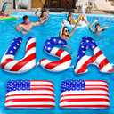 JellyArch 5 Pcs 20'' Patriotic Inflatable Pool Floats Red White and Blue USA Letter & Flag Decorations 4th of July Pool Toys for Adults 250th Anniversary Memorial Day Independence Day Summer Party