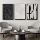 Large Framed Black and White Abstract Wall Art for Living Room, 3 Piece Canvas Prints Paintings Artwork for Walls, Modern Minimalist Pictures for Hallway Stair Office Wall Decor -Total Size 30x60 Inch