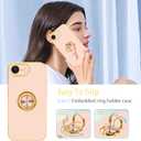Fingic for iPhone 17e/ 16e Case, with 360 Rotatable Ring Holder Magnetic Kickstand, Shiny Plating Gold Edge Slim Soft TPU Shockproof Protective Cover for Women Men for iPhone 16e/ 17e 6.1",Rose Gold