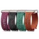 5 Pack Floral Engraved Bands Compatible with Apple Watch Band for Women 40mm 41mm 42mm 44mm 45mm 46mm 38mm 49mm, Cute Silicone Flower Pattern Strap for iWatch Series 11 10 9 8 7 6 5 4 3 SE Ultra / Green,Pink,Black,Orange