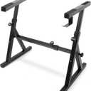 Pyle Heavy Duty Folding Keyboard Stand - Sturdy Reinforced Z Design w/ Adjustable Width & Height, Foam Padded Arms, Digital Piano Stand, Fits 54-88 Key Electric Pianos & Used for Travel & Storage