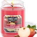 Candle-lite Fall Scented Candles, Apple Cinnamon Crisp, 18 oz Jar, Proudly Poured in The USA, Aromatherapy Candle, Single-Wick with 110 Hours of Burn Time, Perfect for Creating an Inviting Ambiance