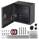 Joinfworld Outdoor Electrical Box 9.8" x 9.8" x 5.9" Weatherproof Electrical Junction Enclosure with Lock Din Rail Cable Gland