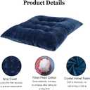 Set of 4 Square Chair Pads Indoor Seat Cushions Pillows with Ties Soft Comfortable Non Slip Chair Mat for Kitchen Dining Office Desk Living Room Outdoor Tatami 15.5" - Blue