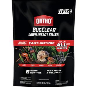 Ortho BugClear Lawn Insect Killer1 - Lawn Bug Killer Granules, Kills Ants, Spiders, Ticks, Fleas, & Grubs, Treats up to 33,000 sq. ft., 20 lb.