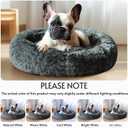 JOLLYVOGUE Calming Dog Bed Medium Size Dog, Anti-Anxiety Donut Medium Pet Bed, 27 inches Fluffy Faux Fur Round Cat Bed (Navy Grey)