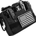 MOZETO Belt Pouches for Men, Water Resistant Small Belt Bag with USA Flag Patch, Pocket Organizer Storage EDC Gear for Work, Travel, Hiking (Black)