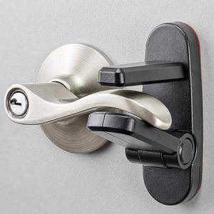 Door Lever Lock (2 Pack) Prevents Toddlers from Opening Doors. 3.25" L * 1.5" W * 4.5" H Easy One Hand Operation for Adults. Durable ABS with 3M Adhesive Backing. Simple Install, Black