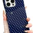 Jmltech for iPhone 15 Pro Max Case Polka Dot Phone Cases Women Girly Retro Vintage Silicone Aesthetic Design Trendy Simple Case Slim Shockproof Protective Cover Navy Blue