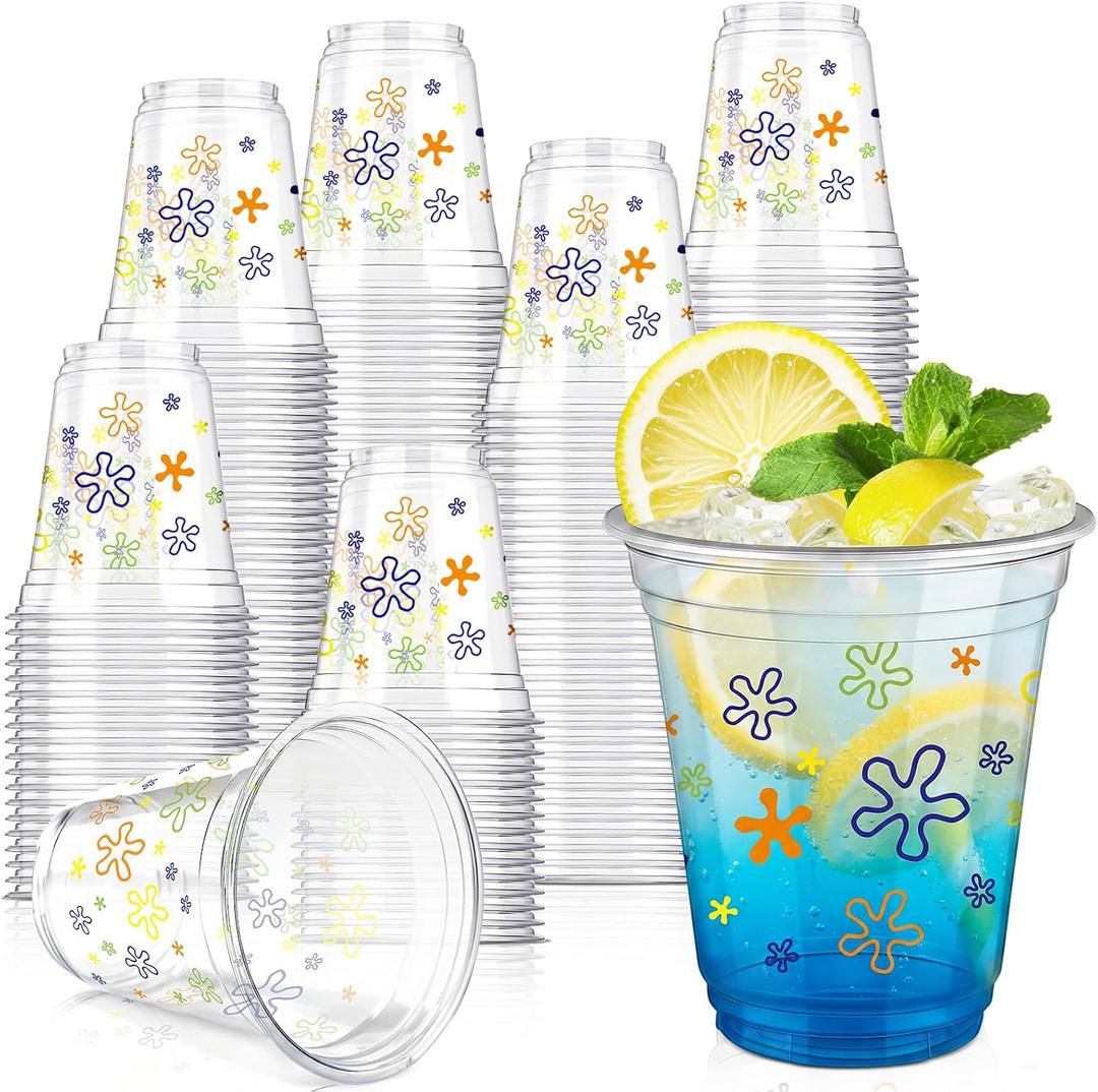 50 Pcs Cartoon Snack Cups 12 oz Disposable Blue Plastic Cups, Sponge