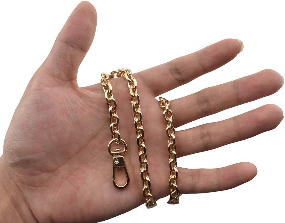 HAHIYO Mini Pochette Purse Chain Strap Thin Wide 6mm for LV Length 15.7 Inches Thick 2mm Shiny Gold for Handbag Wallet Clutch Comfortable Flat Metal Strap 1 Pack