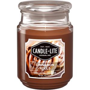 Candle-lite Scented Candles, Cinnamon Rolls Fragrance, One 18 oz. Single-Wick Aromatherapy Candle with 110 Hours of Burn Time, Brown Color (Cinnamon Pecan Swirl)