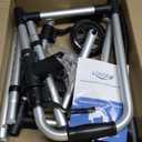 Folding Walker with 2 Skis and 5" Wheels, Lightweight Walkers for Seniors and Adults, Supports Up to 350 Pounds, Adjustable Height, Compact Standard Walker, Black