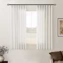 Cream Ivory Pinch Pleat Linen Short Curtains 54 Inch Long for Kitchen Pleated Hooks Rings Back Tab Light Filtering Boho Farmhouse Semi Sheer 54 Inch Curtain for Dining Room Bedroom Small Window (40"W x 54"L (Pack of 2), Natural)