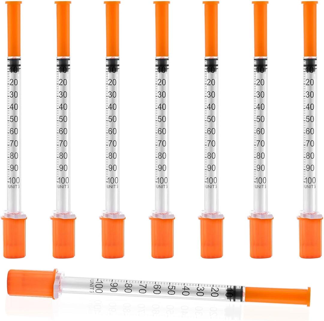 U-100 1ml Syringe with Needle, 31G 1/4" 6mm 1cc Syringes, Disposable Individual Package, Pack of 100