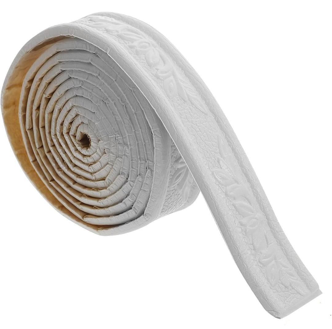 DEARMAMY 1 Rolls 90" x 1.57" Crown Molding Wallpaper Border, 3D Wall Edging Self Adhesive White Peel and Stick Molding Trim Decorative Edging Baseboard Lines for Mirror Border Wall DIY Decor