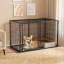 XPIY Large Dog Crate 59 Inch Metal Kennel for Medium and Small Dogs, Safe Indoor & Outdoor XL Big Puppy Cage, Pet Playpen Yard, Dog Fence Playpen Easy Assembly (Black)