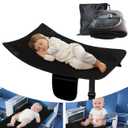 Airplane Bed for Toddler, Airplane Seat Extender for Kids, Travel Kid Bed Flight, Portable Plane Footrest, Soft Velvet Leg Support, Machine Washable, Black
