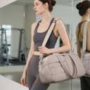 CAMTOP Gym Bag for Women with Yoga Mat Holder, Small Duffle Bag 16 Inches Personal Item Travel Bag with Muiti-Pockets Lightweight Carry on Water Resistant, Camel