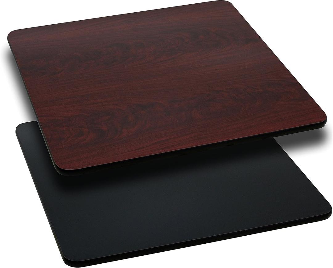 Flash Furniture Glenbrook 36" Square Table Top with Black or Mahogany Reversible Laminate Top