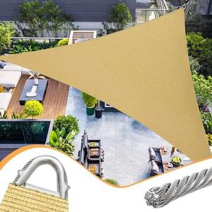 Upgraded with High-Strength Steel Cable Edges 12' x 12' x 12' Sun Shade Sail Sand Triangle, Heavy Duty UV Blockage Outdoor Cover with Steel Wire Edges for Patio Garden
