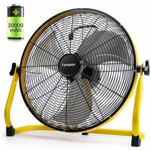 Fanspex 16'' Large Portable Battery Operated Floor Fan, 20000 mAh Cordless Rechargeable Floor Camping Fan for Outdoor, DC 24V, 45dB Low Noise, 4-32 Longer Running Time, 5.8 m/s Air-flow