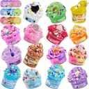 LAWOHO 15 Pack DIY Dessert Slime Kit for Kids - Super Soft, Non-Sticky & Crunchy Butter Slime, Creative Food Theme DIY Toy for Stress Relief, Party Favors, Christmas Birthday Goodie Bag Stuffers Gift