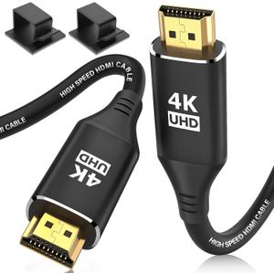 4K HDMI Cable 25Feet, in-Wall CL3 Rated HDMI Cable 2.0 Support (HDR10 8/10bit 18Gbps HDCP2.2 ARC) High Speed HD Shielded Cord Compatible with Roku TV/Laptop/PC/HDTV (Black)