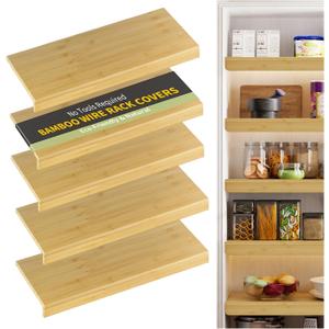 Wire Shelf Covers, Bamboo Wire Rack Covers for Pantry, ClosetKitchen (4pcs, 36" W x 12" D, Natural)