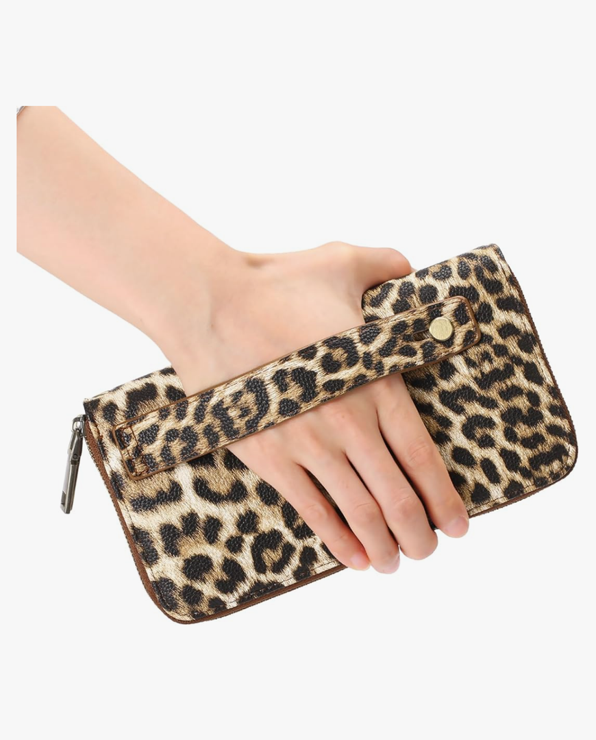 GAEKEAO Wallet for Women Clutch RFID Blocking Leather Wristlet Purse Large Capacity Credit Card Holder with Grip Hand Strap