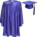Newrara Unisex Shiny Kindergarten Graduation Gown Cap with Tassel (Purple)
