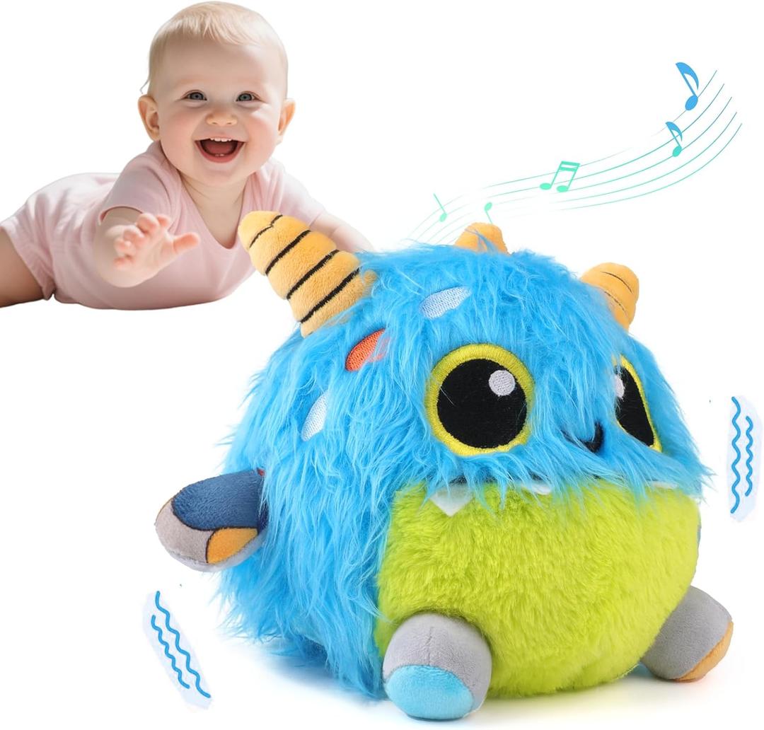 nicknack Toys for 1 2 3 Year Old Girls Boys Gifts, Crawling Monsters Baby Toys with Musical Sound, Toddler Interactive Sensory Plush Toys, Birthday Present Gifts for Kids 1 2 3 Years Old Boys Girls (Blue)
