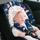 Baby Car Seat Head Support & Strap Covers, Upgraded 2-in-1 Infant Car Seat Insert Cushion for Newborn Girls, Perfect for Carseat, Stroller, Swing, Extra Soft, Dinosaur