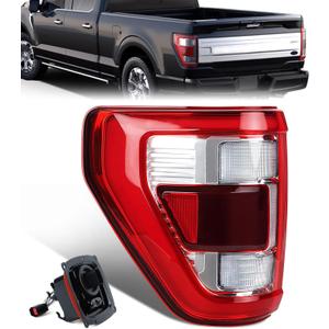 Tail Light Compatible with 2021 2022 2023 Ford F150 King Ranch/Lariat/Limited/Platinum LED Taillight Assembly W/Blind Spot Rear Lamp OE# ML3Z13405D (Chrome Housing&Left Driver Side)