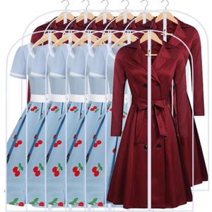 Garment Bags for Hanging Clothes 24'' x 48'' (Set of 12) Coat Covers for Closet Foldable Washable Dress Bags for Hanging Clothes for Long Dress Dance Costumes Suits Gowns Coats